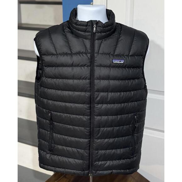 Men's Size Small Patagonia Goose Down Sweater Puffer Full Zip Black Jacket!